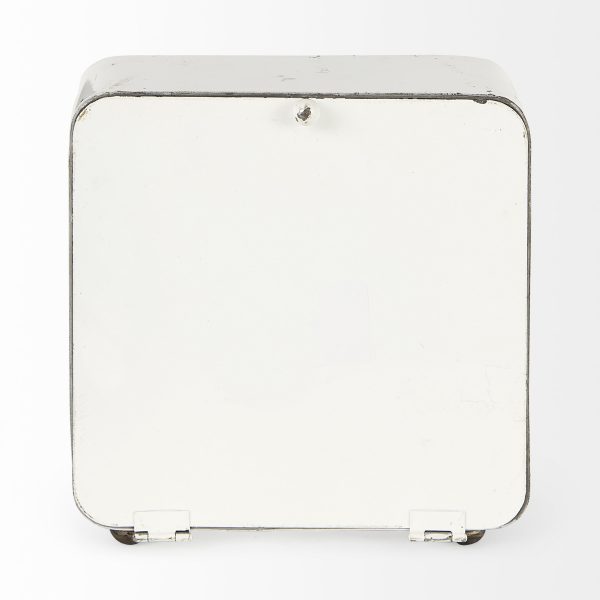 Karl 8.0L x 2.8W x 8.8H Rustic White Iron Rounded Square Table Clock 5