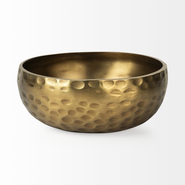 Karmel 12L x 12W Gold Hammered Aluminum Bowl 5