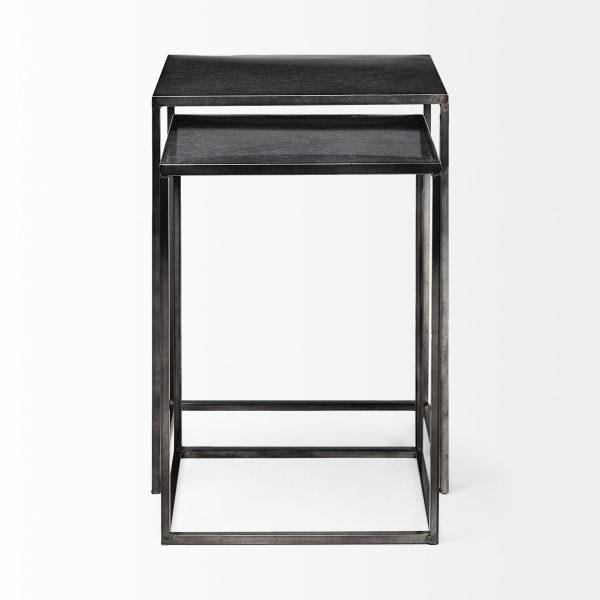 Kasey Set of 2 17.7L x 12.6W x 24.4H Galvanized Metal Nesting Accent Tables 2