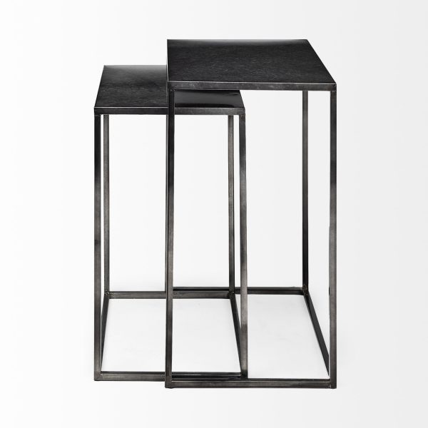 Kasey Set of 2 17.7L x 12.6W x 24.4H Galvanized Metal Nesting Accent Tables 3