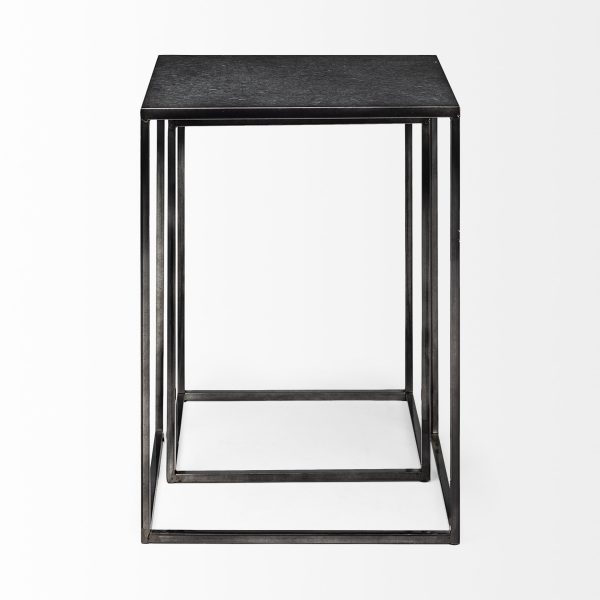 Kasey Set of 2 17.7L x 12.6W x 24.4H Galvanized Metal Nesting Accent Tables 4
