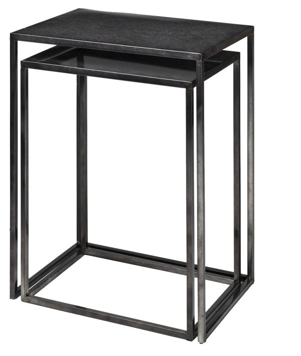 Kasey Set of 2 17.7L x 12.6W x 24.4H Galvanized Metal Nesting Accent Tables 5