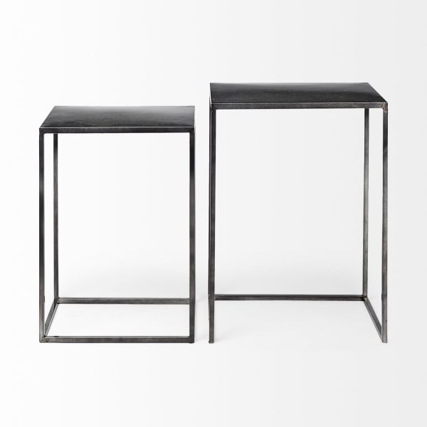 Kasey Set of 2 17.7L x 12.6W x 24.4H Galvanized Metal Nesting Accent Tables 6