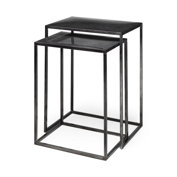 Kasey Set of 2 17.7L x 12.6W x 24.4H Galvanized Metal Nesting Accent Tables