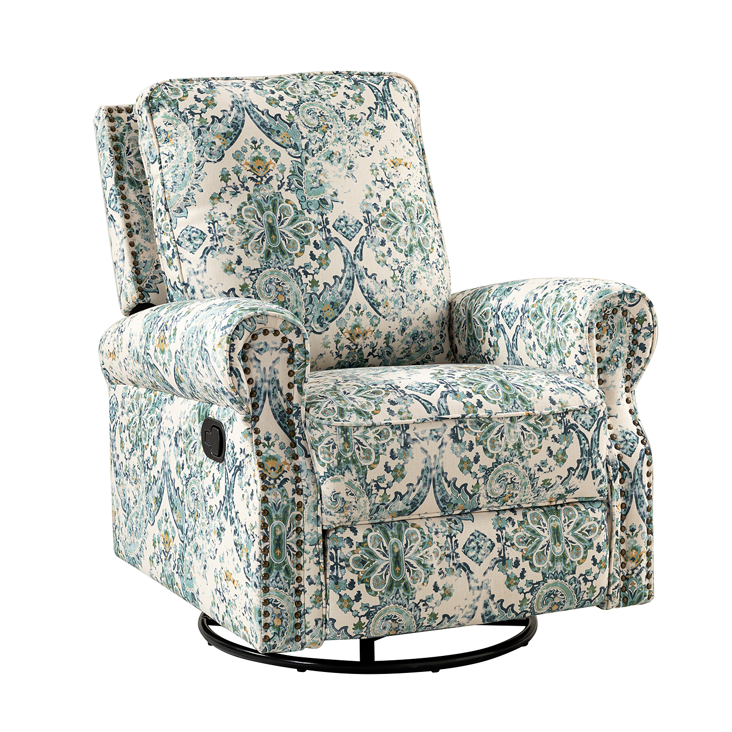 Kaspar Blue Manual Swivel Glider Recliner with Nailhead Trim 2 Kaspar Blue Manual Swivel Glider Recliner with Nailhead Trim - Image 2
