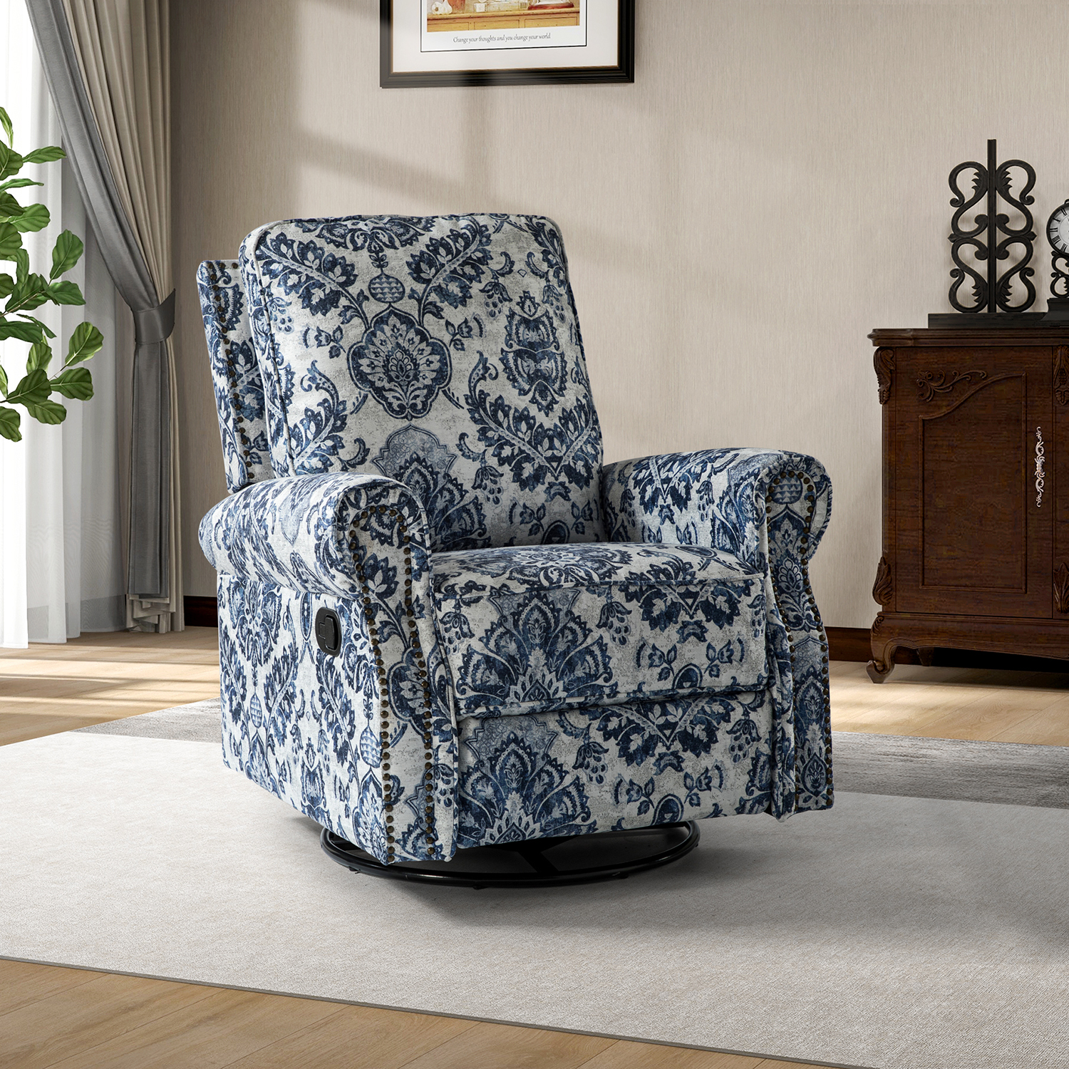Kaspar Manual Swivel Glider Recliner with Nailhead Trim 1 Kaspar Manual Swivel Glider Recliner with Nailhead Trim
