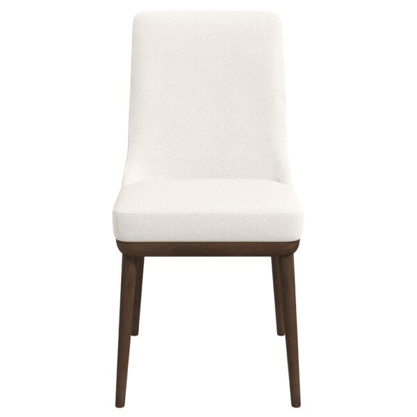 Beige Fabric Mid-Century Modern Dining Chairs Solid Wood (Set of 2)