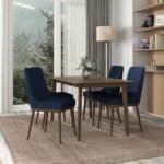 Blue Fabric Dining Chairs with Wood Legs (Set of 2) 9 Blue Fabric Dining Chairs with Wood Legs (Set of 2)