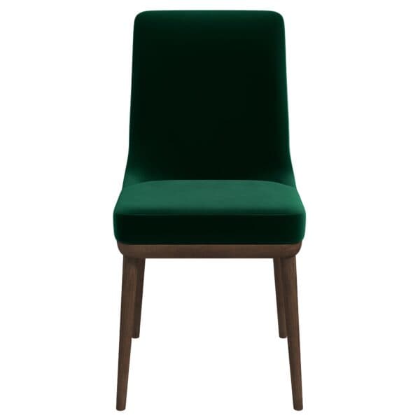 Green Velvet Solid Wood Mid-Century Modern Classic Back Dining Chair (Set of 2)