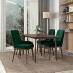 Green Velvet Solid Wood Mid-Century Modern Classic Back Dining Chair (Set of 2) 9 Green Velvet Solid Wood Mid-Century Modern Classic Back Dining Chair (Set of 2)