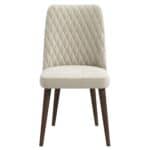 Beige Velvet Mid-Century Dining Chair with Wood Legs (Set of 2) 8 Beige Velvet Mid-Century Dining Chair with Wood Legs (Set of 2)