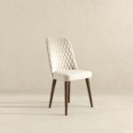 Beige Velvet Mid-Century Dining Chair with Wood Legs (Set of 2) 11 Beige Velvet Mid-Century Dining Chair with Wood Legs (Set of 2)
