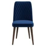 Blue Velvet Mid-Century Modern Dining Chairs Solid Wood Legs (Set of 2) 8 Blue Velvet Mid-Century Modern Dining Chairs Solid Wood Legs (Set of 2)