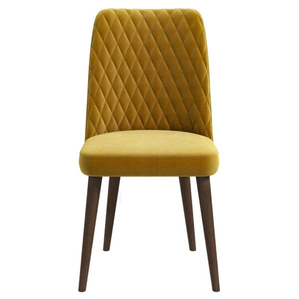 Gold Velvet Mid-Century Modern Dining Chair with Wood Legs (Set of 2)