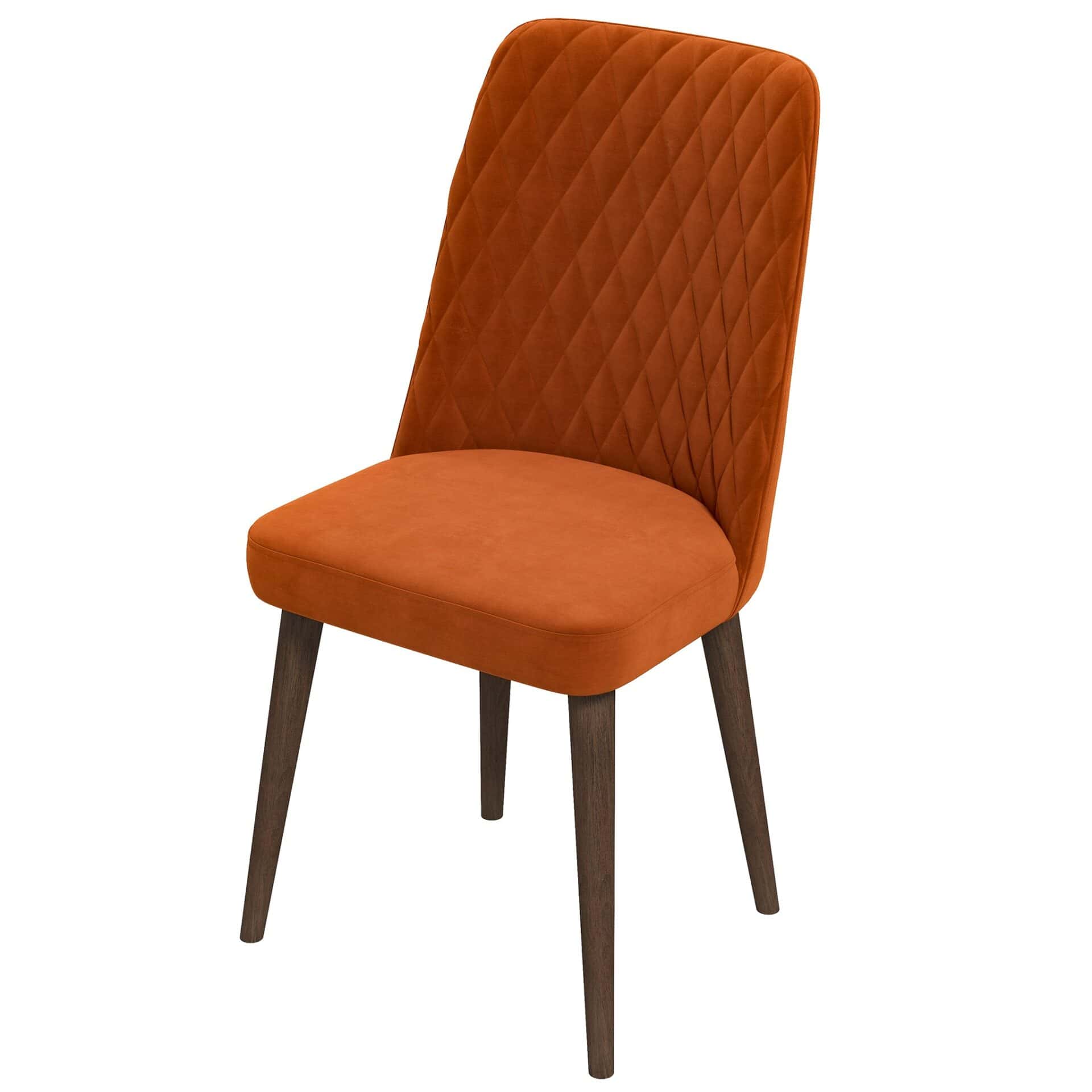 Mid-Century Orange Velvet Dining Chair Solid Wood Legs (Set of 2) 7 Mid-Century Orange Velvet Dining Chair Solid Wood Legs (Set of 2) - Image 7
