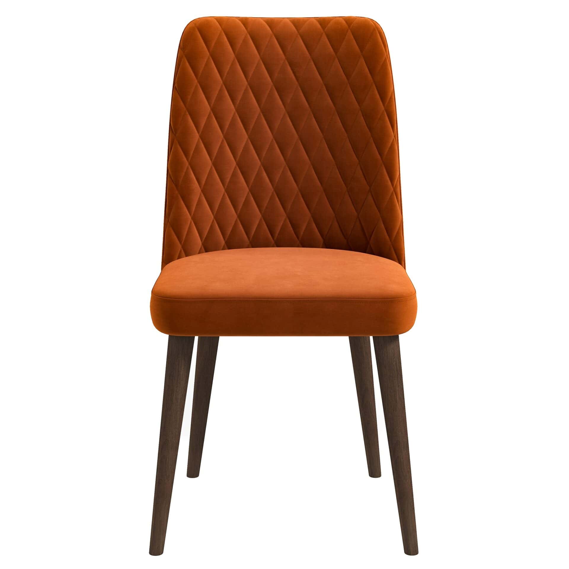 Mid-Century Orange Velvet Dining Chair Solid Wood Legs (Set of 2) 1 Mid-Century Orange Velvet Dining Chair Solid Wood Legs (Set of 2)