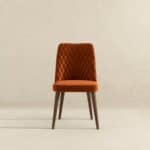 Mid-Century Orange Velvet Dining Chair Solid Wood Legs (Set of 2) 10 Mid-Century Orange Velvet Dining Chair Solid Wood Legs (Set of 2)