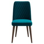 Teal Velvet Mid-Century Modern Dining Chair Solid Wood Legs (Set of 2) 12 Teal Velvet Mid-Century Modern Dining Chair Solid Wood Legs (Set of 2)