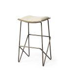 Katniss 26" Total Height Cream Fabric Seat Gold Metal Frame Counter Stool