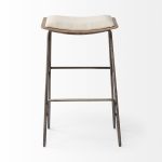 Katniss 26" Total Height Cream Fabric Seat Gold Metal Frame Counter Stool