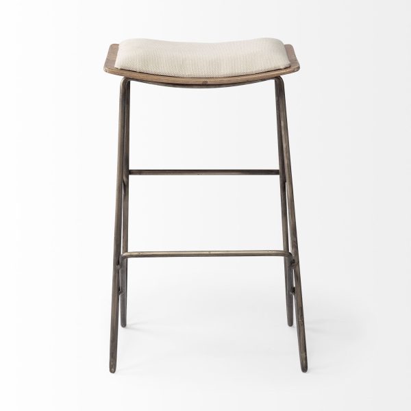 Katniss 26 Total Height Cream Fabric Seat Gold Metal Frame Counter Stool 3