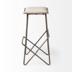 Katniss 26" Total Height Cream Fabric Seat Gold Metal Frame Counter Stool