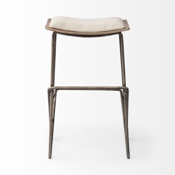 Katniss 26 Total Height Cream Fabric Seat Gold Metal Frame Counter Stool 5