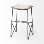 Katniss 26" Total Height Cream Fabric Seat Gold Metal Frame Counter Stool