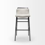 Kavalan 33.5" Total Height Beige Upholstered Seat Gray Metal Frame Counter Stool