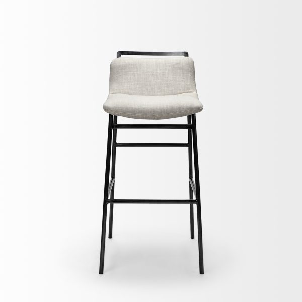 Kavalan 33.5 Total Height Beige Upholstered Seat Gray Metal Frame Counter Stool 2