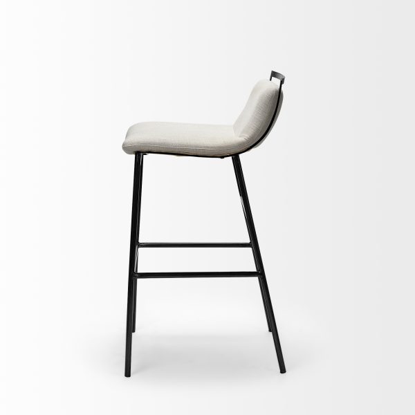 Kavalan 33.5 Total Height Beige Upholstered Seat Gray Metal Frame Counter Stool 3