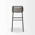 Kavalan 33.5" Total Height Beige Upholstered Seat Gray Metal Frame Counter Stool