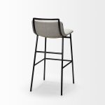 Kavalan 33.5" Total Height Beige Upholstered Seat Gray Metal Frame Counter Stool