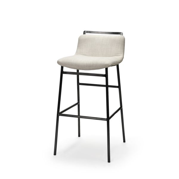 Kavalan 33.5 Total Height Beige Upholstered Seat Gray Metal Frame Counter Stool