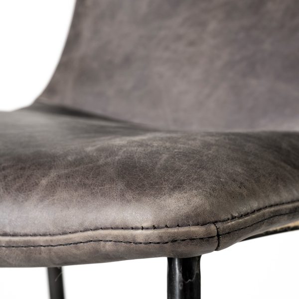 Kavalan 33.5 Total Height Ebony Leather Seat Black Metal Frame Counter Stool 8