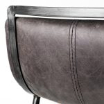 Kavalan 33.5" Total Height Ebony Leather Seat Black Metal Frame Counter Stool
