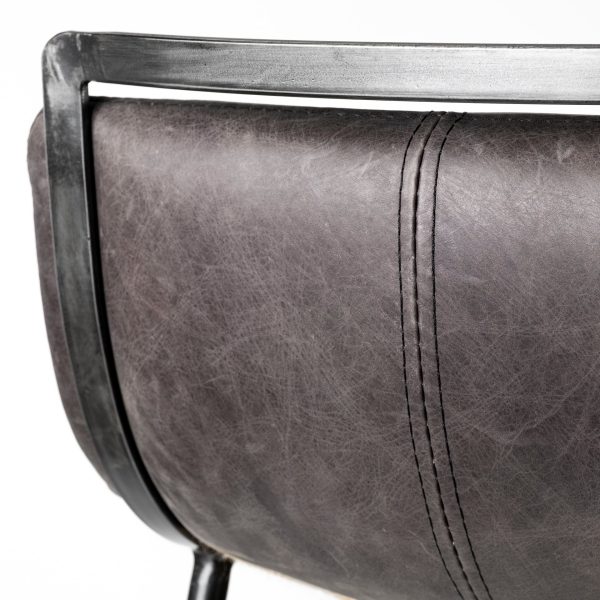 Kavalan 33.5 Total Height Ebony Leather Seat Black Metal Frame Counter Stool 9