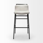 Kavalan 37.5" Total Height Beige Upholstered Seat Gray Metal Frame Bar Stool