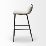 Kavalan 37.5" Total Height Beige Upholstered Seat Gray Metal Frame Bar Stool