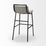 Kavalan 37.5" Total Height Beige Upholstered Seat Gray Metal Frame Bar Stool
