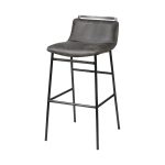 Kavalan 37.5" Total Height Ebony Leather Seat Black Metal Frame Bar Stool