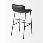 Kavalan 37.5" Total Height Ebony Leather Seat Black Metal Frame Bar Stool