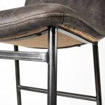 Kavalan 37.5" Total Height Ebony Leather Seat Black Metal Frame Bar Stool