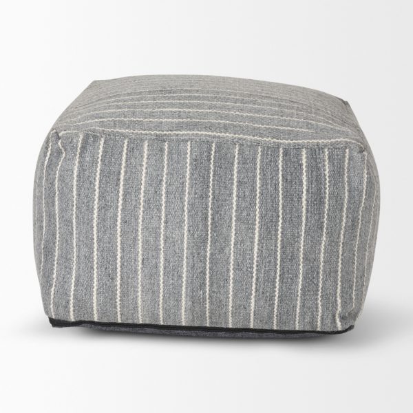 Kensie Large Blue Striped Pouf 4