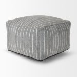 Kensie Large Blue Striped Pouf