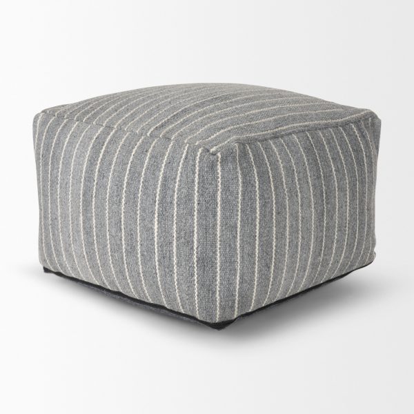 Kensie Large Blue Striped Pouf 5