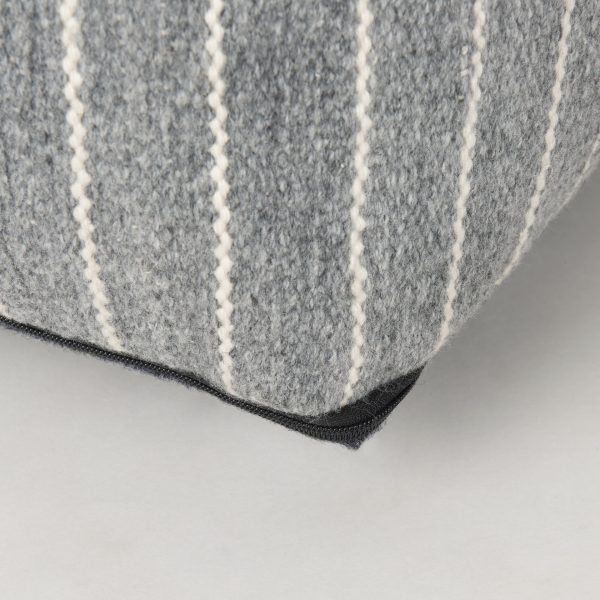 Kensie Large Blue Striped Pouf 8