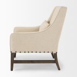 Kensington Cream Linen Fabric and Wood Accent Chair