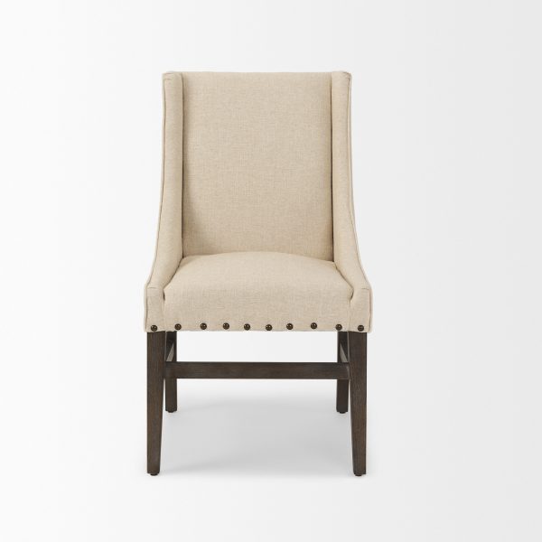 Kensington I Cream Fabric and Solid Wood Dining Chair 2