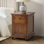 Kevin Walnut Lift-Top End Table with Charging and Casters